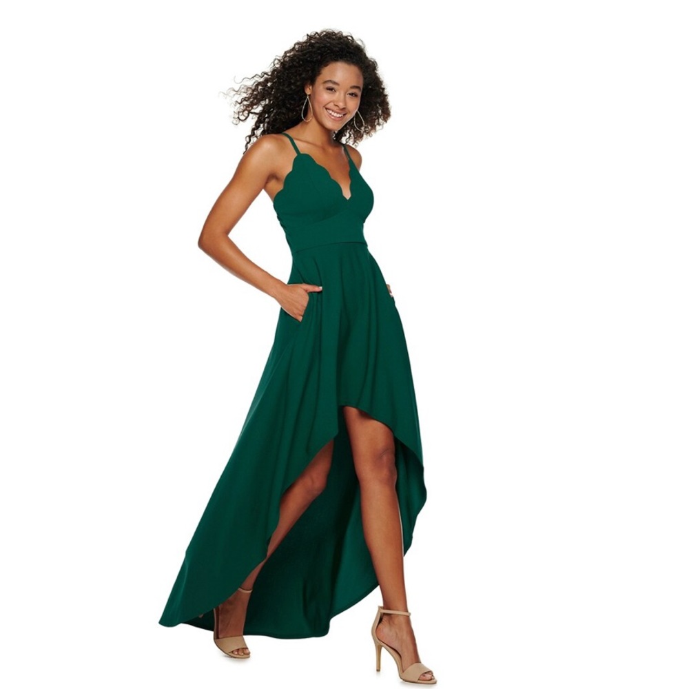 Green high-low dress